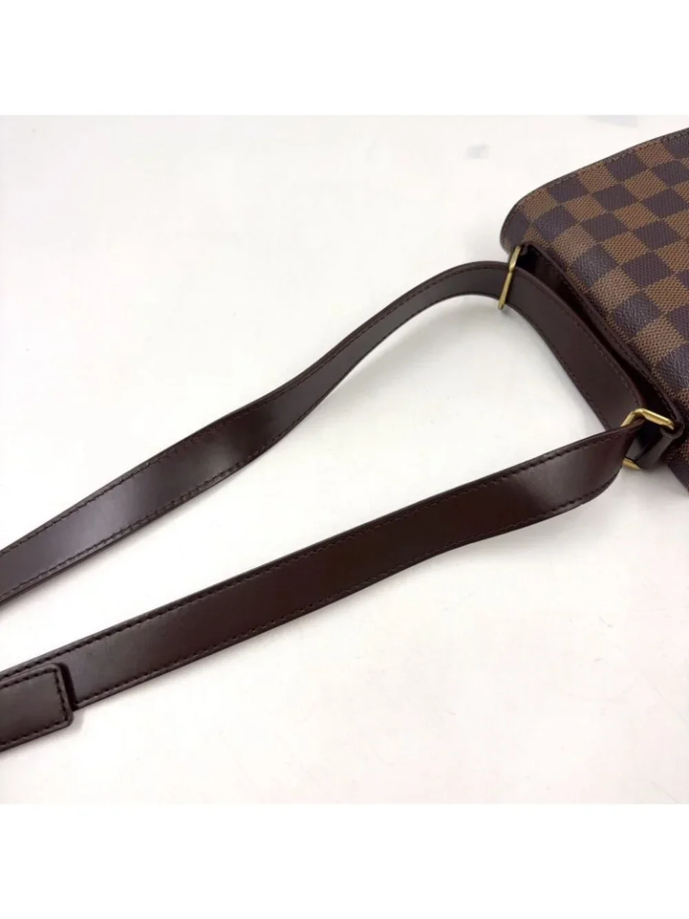 Louis Vuitton Portobello Damier Ebene Leather Brown Shoulder Bag Gold